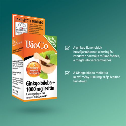 BIOCO Ginkgo biloba + 1000mg Lecitin kapszula (90db)