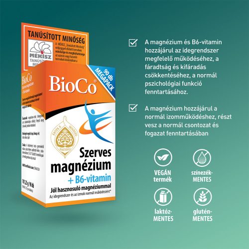 BIOCO Szerves magnézium+B6-vitamin tabletta (90db)