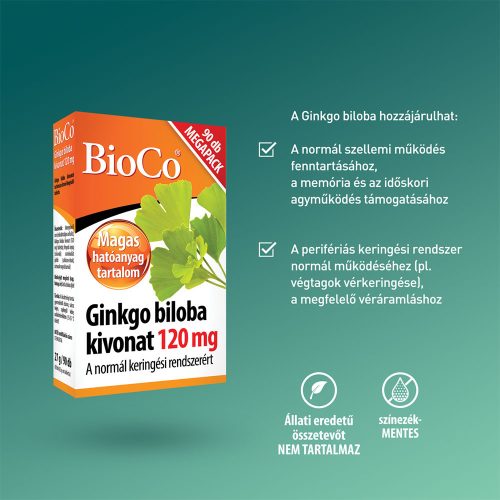 BIOCO Ginkgo Biloba kivonat 120mg tabletta (90db)
