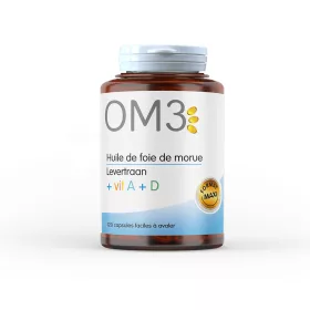   SUPERDIET OM3 Omega3 Tőkehalmájolaj + A + D vitamin lágykapszula (120db)