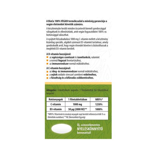 BIOCO 100% Vegan C + D duo filmtabletta (90db)