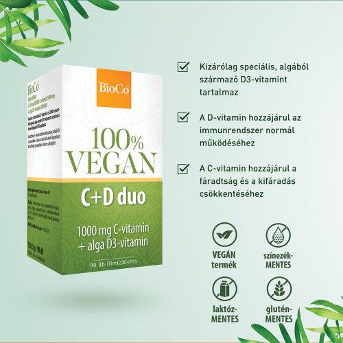 BIOCO 100% Vegan C + D duo filmtabletta (90db)