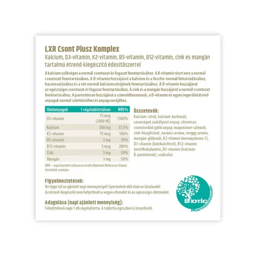 LXR Csont Plusz Komplex rágótabletta (60db)