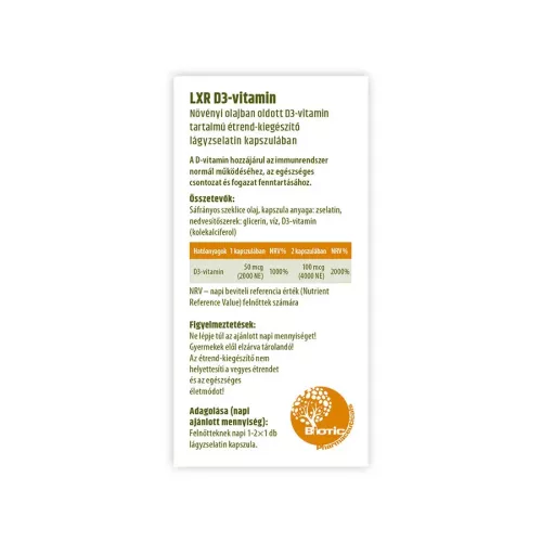LXR D3-vitamin 2000NE kapszula (60db)