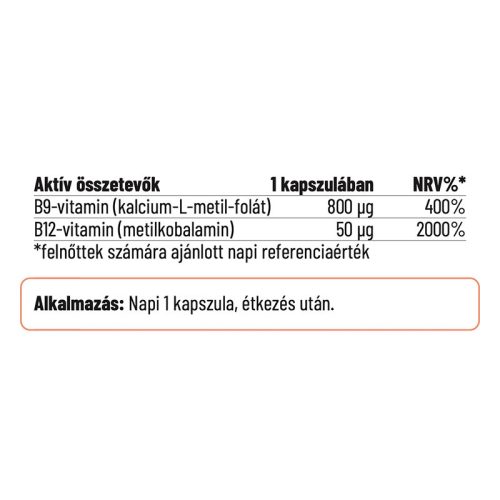 NORDVITAL Bioaktív Folát (B9-vitamin) 800mcg kapszula (60db)