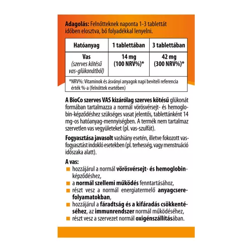 BIOCO Szerves vas tabletta (90db)
