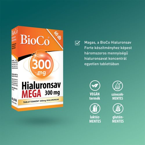 BIOCO Hialuronsav MEGA 300mg tabletta (60db)