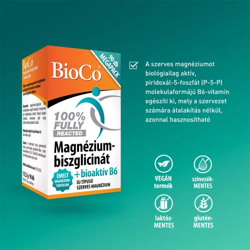BIOCO Magnézium-biszglicinát + bioaktív B6 tabletta (90db)