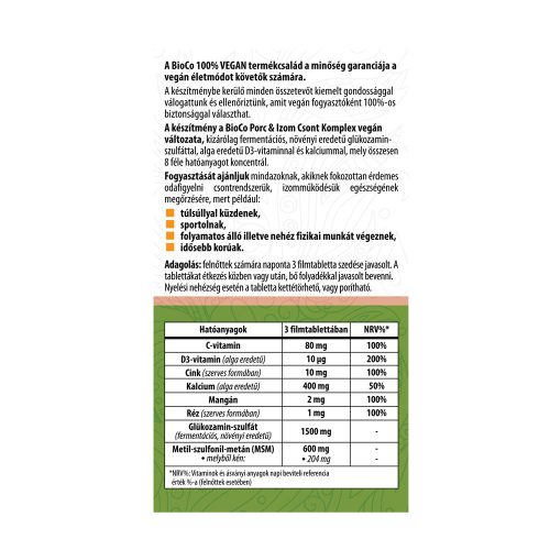 BIOCO 100% Vegan porc & izom csont komplex filmtabletta (90db)