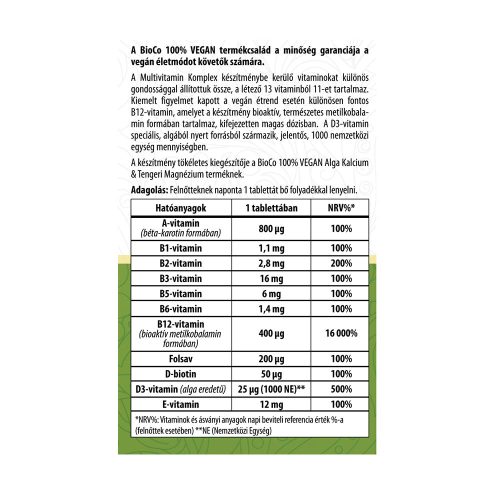 BIOCO 100% Vegan multivitamin komplex tabletta (30db)