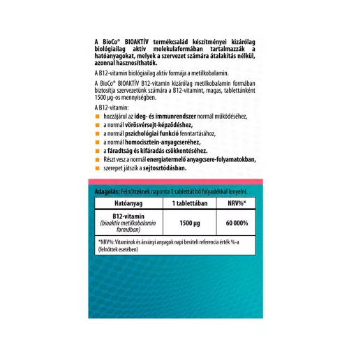 BIOCO Bioaktív B12-vitamin 1500 μg tabletta (60db)