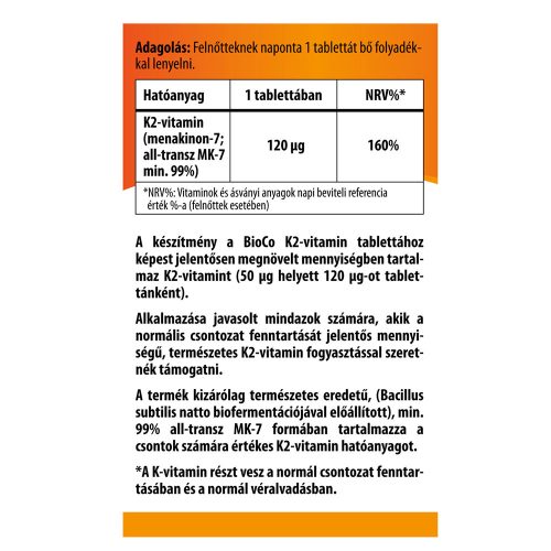 BIOCO K2-Forte 120 mcg tabletta (60db)