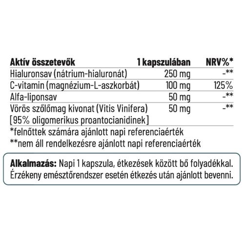 NORDVITAL Hialuronsav Komplex 250mg vegán kapszula (30db)