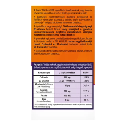 BIOCO Tini Kalcium rágótabletta (90db)