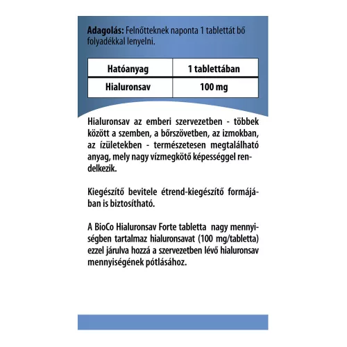 BIOCO Hialuronsav Forte tabletta (30db)