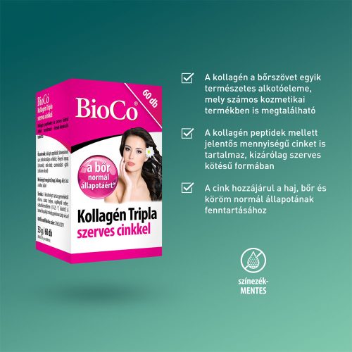 BIOCO Kollagén tripla szerves cinkkel tabletta (60db)