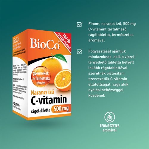 BIOCO C-vitamin 500 mg narancs ízű rágótabletta (100db)
