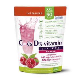INTERHERB XXL C- és D3-vitamin italpor málnaízű (270g) 