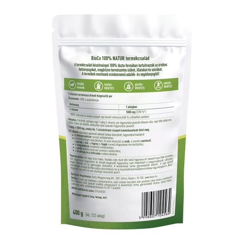 BIOCO 100% NATUR C-vitamin Ascorbic Acid tasakos por (400g )