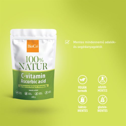 BIOCO 100% NATUR C-vitamin Ascorbic Acid tasakos por (400g )