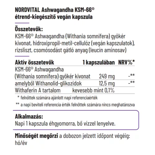 NORDVITAL Ashwagandha vegán kapszula (60db)