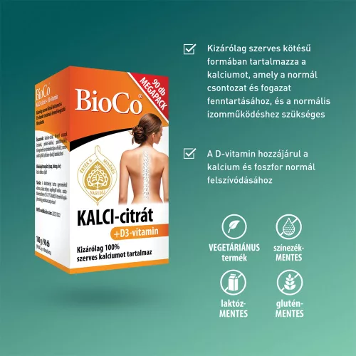 BIOCO Kalci-citrát+D3 vitamin filmtabletta (90db)