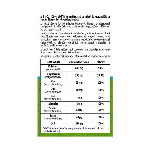 BIOCO 100% Vegan alga kalcium & tengeri magnézium filmtabletta (60db)