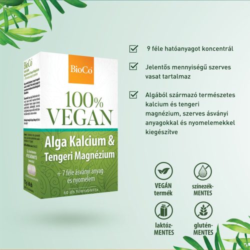 BIOCO 100% Vegan alga kalcium & tengeri magnézium filmtabletta (60db)