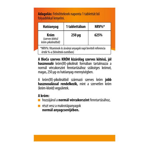 BIOCO Szerves króm tabletta (60db)