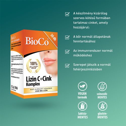 BIOCO Lizin C+Cink Komplex tabletta (30db)
