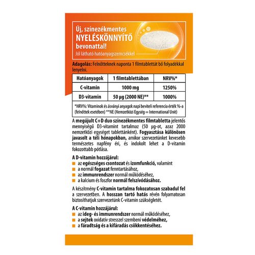 BIOCO C+D duo retard C-vitamin 1000mg + D3-vitamin 2000 NE filmtabletta (100db)