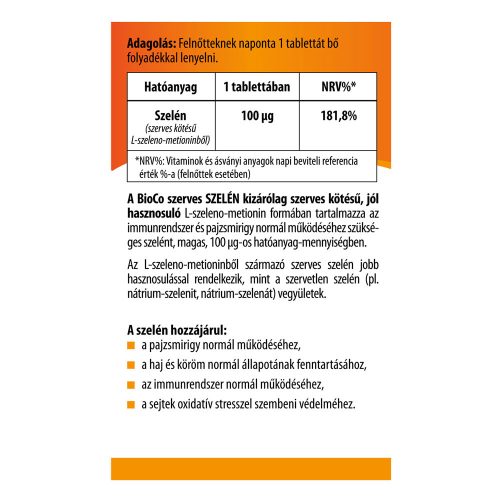 BIOCO Szerves szelén tabletta (120db)