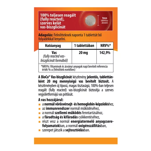 BIOCO Vas-biszglicinát 20mg tabletta (60db)