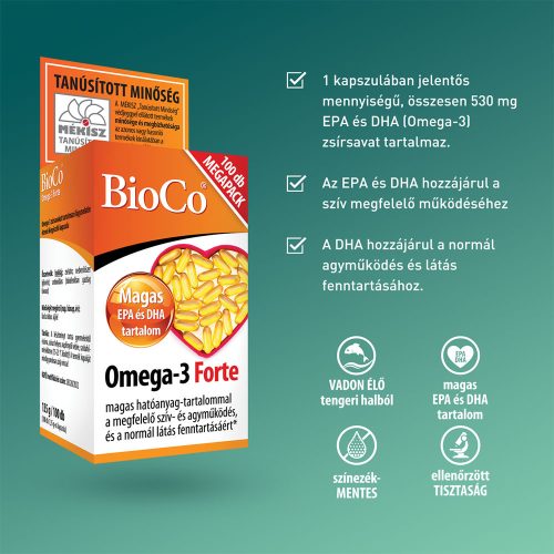 BIOCO Omega-3 Forte lágyzselatin kapszula (100db)