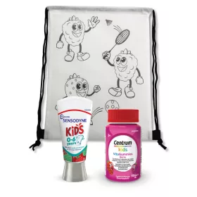 GYM BAG+Sensodyne+Centrum Kids gumivitamin 0-6 év (60db)
