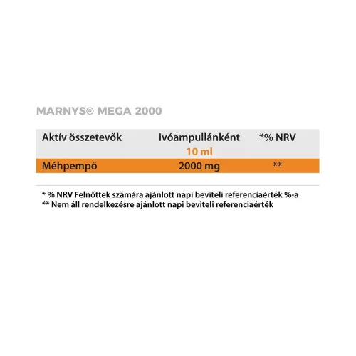 MARNYS Mega 2000 méhpempőt tartalmazó ivóampulla (20db)