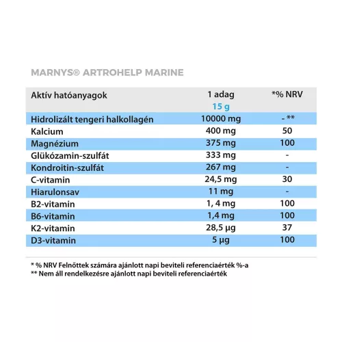 MARNYS Artrohelp Marine 10000mg halkollagén-tartalmú étrend-kiegészítő por (350g)