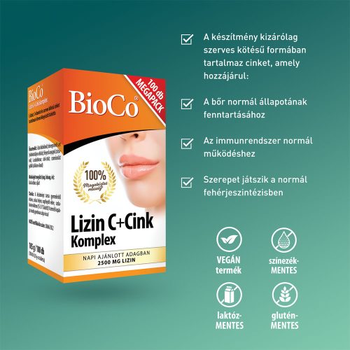 BIOCO Lizin C+Cink Komplex tabletta (100db)