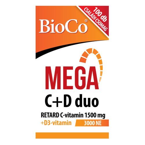BIOCO Mega C+D duo retard C-vitamin 1500mg + D3-vitamin 3000NE filmtabletta (100db)